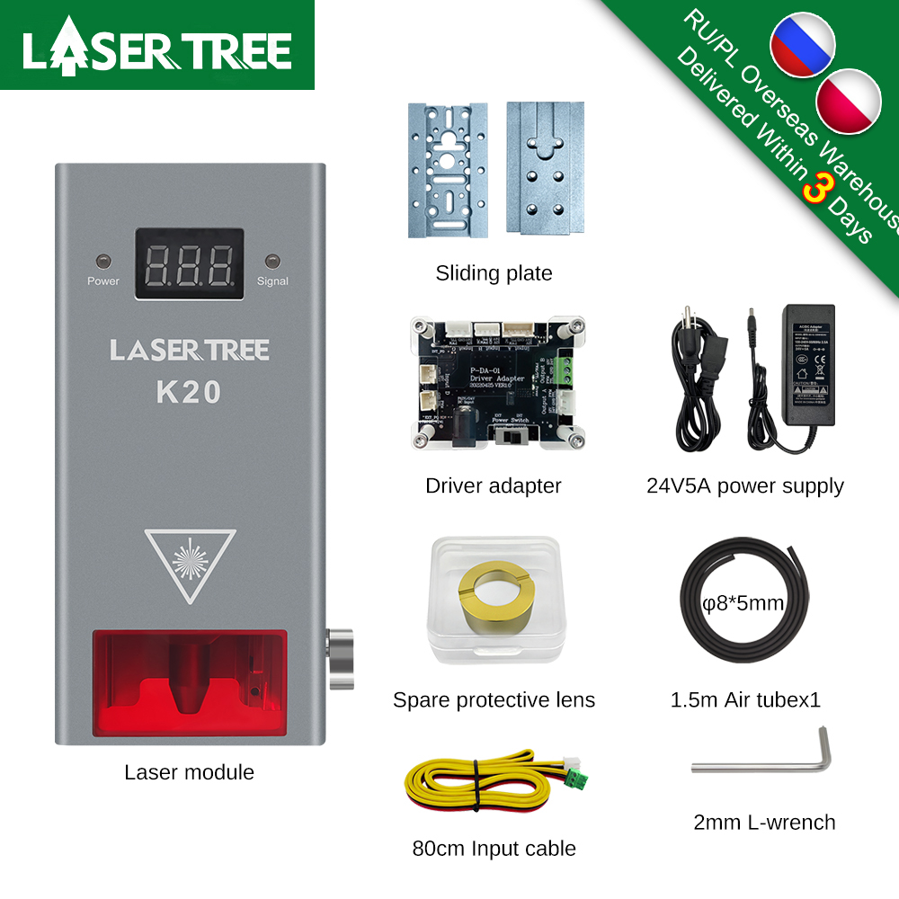 Fiber Laser Source 20W - レーザー光電源レーザーヘッド、青色光ttlレーザーモジュール、CNC彫刻機、木材切断、DIYツール、20w、10w、5w、450nm