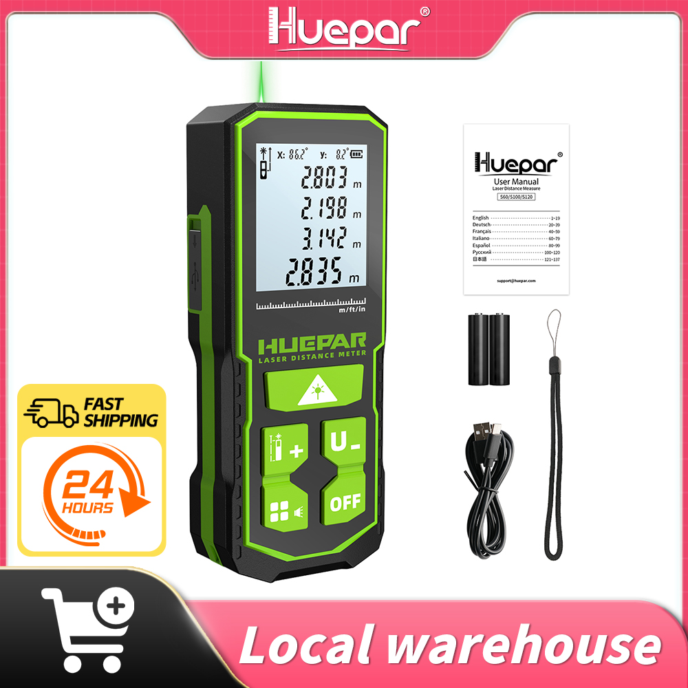 Huepar レーザー距離計デジタルレーザー距離計測定 60 - Industrial Laser Tape Measure のレビューと価格