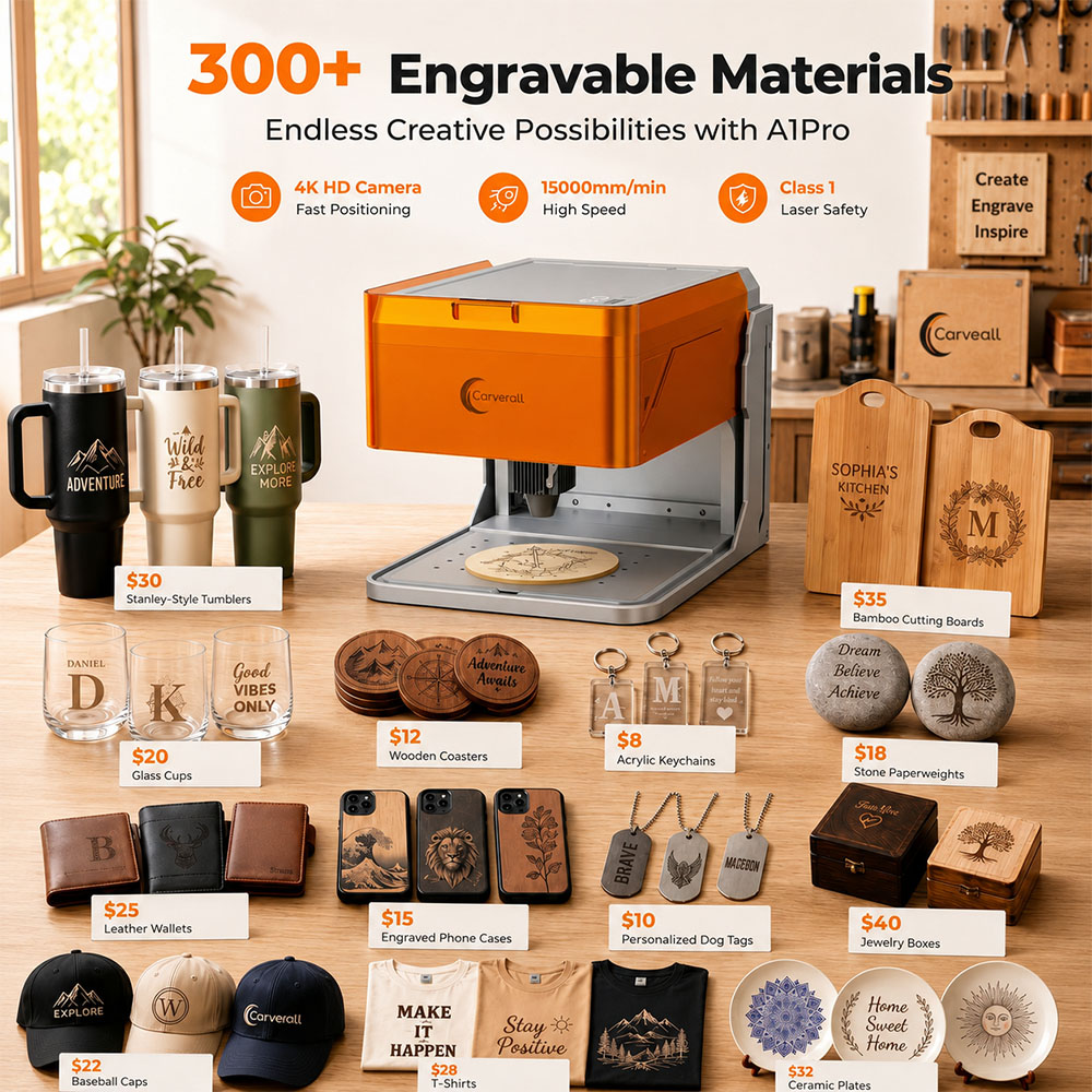 Carverall A1PRO 10Wレーザー彫刻機、HDカ - Industrial Grade Laser Cutter のレビューと価格